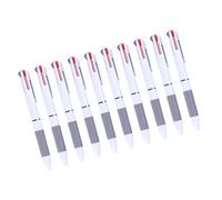 DAYnagh Lot de 5 stylos à bille rétractables, multicolore, 3 couleurs en 1, Rouge, Bleu, Noir, 0,7mm, stylo de bureau (Blanc, 10Pcs)