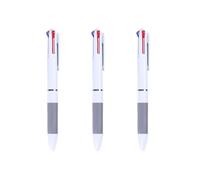DAYnagh Lot de 5 stylos à bille rétractables, multicolore, 3 couleurs en 1, Rouge, Bleu, Noir, 0,7mm, stylo de bureau (Blanc, 3Pcs)