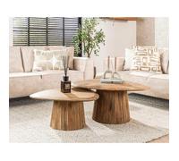 Dayo - lot de 2 tables basses gigognes - en bois massif de manguier - 93 et 76 cm - Bois