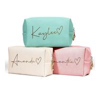DayOfShe Trousse de maquillage personnalisée avec nom et fleur de naissance comme cadeau de demoiselle d'honneur, trousse de maquillage de voyage personnalisée pour articles de toilette, style 3