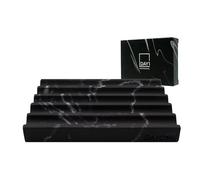 DAYONE Porte-Savon rectangulaire en marbre Noir avec rainures et Pieds antidérapants - Porte-Savon pour Salle de Bain, évier, Cuisine et Spa