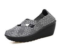 DAYOUT Mary Janes Sandales d'été compensées respirantes à bout fermé pour femme - Gris - Gris 833, 39 EU