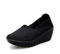 DAYOUT Mary Janes Sandales d'été compensées respirantes à bout fermé pour femme - Noir - Noir 333, 39 EU