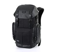 Daypacker Sac à dos quotidien au look rétro avec compartiment rembourré pour ordinateur portable, sac à dos d'école, sac à dos de randonnée ou sac de streetpack, Noir résistant., L, Rucksack