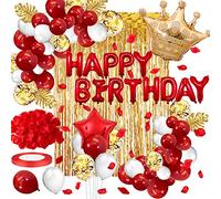 Daypicker Décoration fête Anniversaire Or Rouge Ballon Kit, Bannière Joyeux Anniversaire, Or RougeRideau, Confettis Or Rouge Ballon, Ballons étoile Coeur, pétale pour13e15e18e 19e 20e 21e26e 30e40e