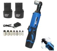 DAYPLUS 12V 3-8""(10 mm) Clé à cliquet électrique Sans fil 40N.m avec 2 batteries 7 Douilles Angle 90