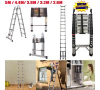 DayPlus Échelle télescopique Échelle pliante en acier inoxydable Échelle de loft extensible portable Capacité Charge maximale 150 kg/330 lb,EN131 4.4M(14.5FT)2 Hooks