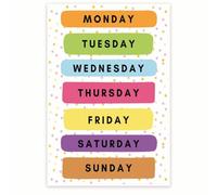 Days Of The Week Poster Pre K Kindergarten First Grade Early Learning Classroom Resource Educational Wall-Art(Framed,08x12inch(20x30cm))