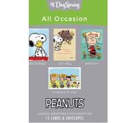 DaySpring - Peanuts All Occasions - Assortiment de 4 motifs avec inscription - 12 cartes et enveloppes en boîte (Encourage, Get Well, Birthday and Thinking of You) (15081)