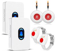 Daytech Bracelet Alarme Personne Agee,Détecteur de Chute,Convient aux Personnes âgées nécessitant des Soins (2 Récepteurs + 2 Boutons + 2 Bracelets)