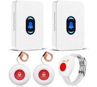 Daytech Bracelet Alarme Personne Agee,Détecteur de Chute,Convient aux Personnes âgées nécessitant des Soins (2 Récepteurs + 2 Boutons + 1 Bracelet)