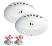 DAYTECH Detecteur de Fumée avec 10 Ans Pile- Installation Facile Alarme Incendie détecteur fumée sans Percage avec Support Magnétique, Idéal pour Maison, Appartement et Location (Lot de 2, Blanc)