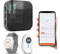 Daytech WiFi Tuya Intelligent Bracelet Alarme Personne Agee,Bouton Alarme Personne Agee,A Utiliser Lorsque Les Personnes âgées Ont Besoin d'aide (Noir 2-1, 2 émetteurs + 1 récepteur)