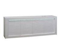 DAYTON WHITE - Buffet 4 Portes Laqué Blanc à Relief et Leds -