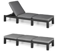 KETER Daytona Chaise Longue de Luxe pour Jardin, terrasse et Balcon avec tête réglable, Coussin, en Plastique, Aspect rotin Plat, Gris, 195 x 65 x 25,5 cm