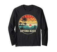 Daytona Beach Florida Vintage Sunset Planche de Surf Palmiers Manche Longue