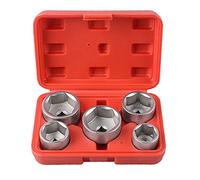 DAYUAN Lot de 5 douilles clés de démontage pour filtre à huile carré 3/8" Cr-V 24,27,32,36,38 mm 6 points