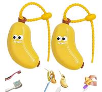 Dayysiuy 2 Pièces Capuchon De Protection pour Tête De Brosse À Dents Banane avec Distributeur De Dentifrice, Housse pour Tête De Brosse À Dents Portable, pour Maison, Voyages, Camping, Randonnée