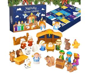 Dayysiuy 2025 Compte À Rebours De L'Avent | 25 Jours Jouets Nativité 2025 - Décorations De Noël Compte À Rebours Histoire De Jésus,Pour Tout-Petits Garçons Filles Chambre Salon Bureau Cheminée Église