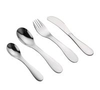 Dayysiuy Couverts, 4 Pièces Réutilisable en Acier Inoxydable pour Manger Portable, Vaisselle Sûre pour Accessoires Manger, pour Maison École Garçons Filles Maternelle Collation Cuisine