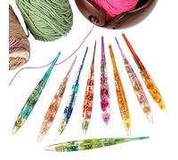 Dayysiuy Ensemble de Crochets,9 Pièces Stylées Ergonomiques En Résine À Motif Floral - Crochets et Aiguilles à Tricoter | Pour Couvertures Châles Chapeaux Écharpes