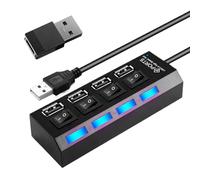Dayysiuy Hub USB, adaptateur de données portable multi-ports | Hub USB multifonction avec bouton individuel pour l'édition vidéo, le bureau de trading, le travail à distance, les voyages, la salle de