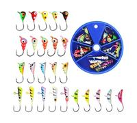 Dayysiuy Leurres de Pêche - Têtes De Jig Portables Fluorescentes 25 Pièces,Ensemble De Leurres Crappie avec Hameçons - pour Hommes Pêcheurs Truite Poisson-Chat Marigane Eau Salée Kayak Mouche
