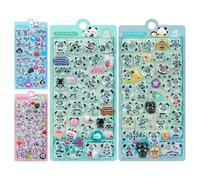 Dayysiuy Mini Autocollants Gonflants 3D,4 Pièces Décalcomanie Panda Mignon,Mini Autocollants Album en Relief 3D | Pour Coque de Téléphone Cahier Scrapbooking Agenda Gourde Adultes