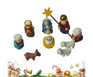 Dayysiuy Miniature Christmas Nativity Set in A Tin Box, Christmas Nativity Figurines, Handcrafted Pocket Nativitys Scene Gift Tin, Carry The Story of Christma with Resin Holy