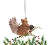 Dayysiuy Ornements de Sapin de Noël Écureuil,Ornement Saisonnier en Peluche Écureuil,Décoration Animaux Branches Pommes de Pin pour Fenêtre Intérieur Extérieur Arbre de Noël Bibliothèque Mur - pour