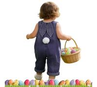 Dayysiuy Salopette En Jean De Pâques Pour Bébé Avec Oreilles De Lapin Et Pompon, Combinaison Mignonne Pour Garçons Et Filles, Idéale Pour Pâques, Voyage, Pique-nique Et Fête