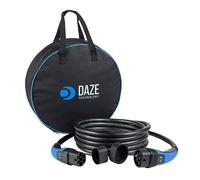 Daze | Câble de Charge Type 2-Type 2 pour Voitures Électriques EV et PHEV avec Étui | 32 A | Compatible avec EVs comme Model 3-S-X-Y/Compass/Renegade/ZOE/500e/ID.4 (Monophasé/Jusqu'à 7,4 KW/3 M/Bleu)
