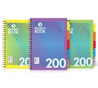 Daze Lot de 3 cahiers de sujet avec 5 intercalaires amovibles Format A4 200 pages