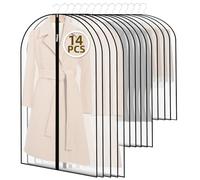 Dazhtu 14pcs Housses de Vêtements,60 x 120/100/80CM housse vetements à suspendre Anti Poussière Etanche Mite Humidité Transparents Housse Vetements à Suspendre avce Zip, Housse Costume,Robes, Chemises