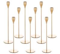 Dazhtu 9 Pcs Bougeoir Chandelier Rétro Métal Porte-Bougie Conique pour Mariage Noël aux Chandelles Dîner Banquet Or Bougeoirs Porte-Bougies pour Table, cheminée, Mariage, chandelle, décorer