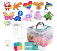 Dazhtu Kit De Perles à Repasser, 10800 Perles De 5mm Avec Boîte De Rangement, plaques De Per les à Repasser, guide d'utilisation, conception DIY de bijoux enfants pour Garçon Filles, 20 Couleurs