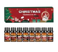 Dazhtu Noël Huiles Essentielles 8x10ML Aromathérapie Huile Essentielle pour Diffuseur Pure Naturelle pour Diffuseurs Humidificateurs,Couronne de Noël,pomme cannelle,pain d'épices,cannes de bonbon