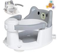 Dazhtu Siège de Bain pour Bébé,Siège de Bain pour Bébé à Partir de 6 Mois,Siège de Bain avec 4 Ventouses et Coussin,Chaise de Bain Portable et Sûre pour la Douche ou le Bain,Gris