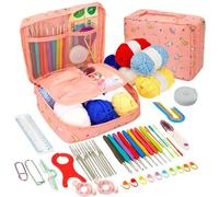 Dazhua Kit de Crochet for débutant, 57 pièces, avec Crochets et Fil, Ensemble de Fournitures de Voyage Portables(Lucky Cat)