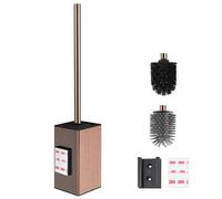 DAZI Brosse WC Murale Installation adhésive sans perçage,Porte-Brosse Toilettes WC Métallique Antirouille et Design Moderne, Porte-Brosse WC avec Gobelet Intérieur Amovible (Or Rose)