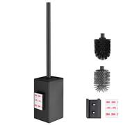 DAZI Brosse WC Murale Installation adhésive sans perçage,Porte-Brosse Toilettes WC Métallique Antirouille et Design Moderne, Porte-Brosse WC avec Gobelet Intérieur Amovible (Noire Matt)