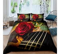 DAZIBY 3D Housses De Couettes Enfant Fleur Rose Rouge 200X200 Cm Total 4 Tailles avec 2 Taie d'oreiller, Housse De Couette Parure De Lit 1/2 Personnes, 3D Imprimé Microfibre Ensemble De Literie