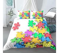 DAZIBY Housse De Couette 140X200 Cm Casse-Tête De Couleur 3D Impression Parure De Lit Enfant Housse De Couette Et Taie d'oreiller Literie Enfant Garçon Fille- Anti-Allergie Entretien Facile