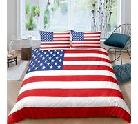 DAZIBY Housse de Couette 140x200 Enfant Drapeau américain Rouge Housse de Couette 1 Personne 110g/㎡ Microfibre Parure de Lit 140x200 + 2 Taie d'oreiller 65x65 Convient à Enfant Decoration Chambre