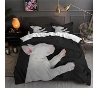 DAZIBY Housse de Couette 240 X 260 Bull-Terrier Blanc Parure de Lit 2 Personne avec Fermeture Éclair 110g/㎡ Microfibre Parure Housse Couette 240 X 260 + 2 Taies d'oreiller 65x65cm Adulte