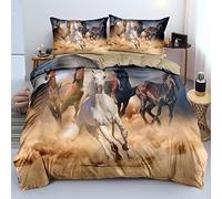 DAZIBY Housse de Couette 90x190 Cheval Jaune Parure de Lit 1 Personne Doux 110g/㎡ Microfibre Housse de Couette avec Fermeture Éclair + 2 Taie d'oreiller 65x65 cm Enfant Fille garçon ado