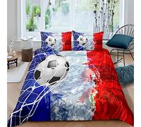 DAZIBY Housse De Couette Football 220X240 Cm Parure De Lit 1-2 Personnes Confortable Doux Microfibre 3 Pièces Literie avec Fermeture Éclair 3D Imprimé Et 2 Taie d'oreiller Ado Enfant