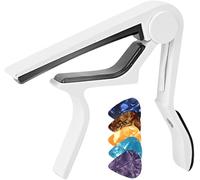 DAZISEN Capodastre Guitare avec 5 Médiators - Accordeur de Guitare pour Guitare Acoustique et électrique, Ukulélé, Mandoline et Banjo, Blanc