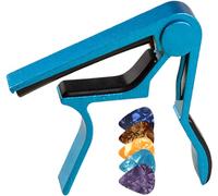 DAZISEN Capodastre Guitare avec 5 Médiators - Accordeur de Guitare pour Guitare Acoustique et électrique, Ukulélé, Mandoline et Banjo, Bleu