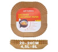 Dazkzooy 100 Feuilles de Papier Cuisson pour Friteuse à Air 4,5L-8L - Papier Cuisson Antiadhésif, Étanche et Résistant à l'Huile de 20-24 cm, Doublures en Papier Parchemin Jetables pour Friteuse à Air